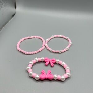 ❤️3/$8❤️ Pink Beaded Bracelets 3 Set - HANDMADE - #175